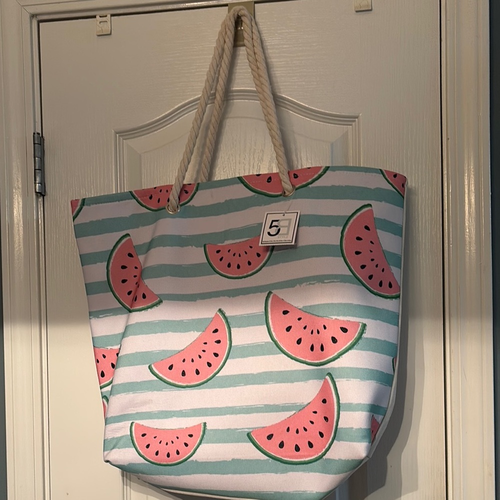Pink and Green Watermelon Slice Tote Bag NWT